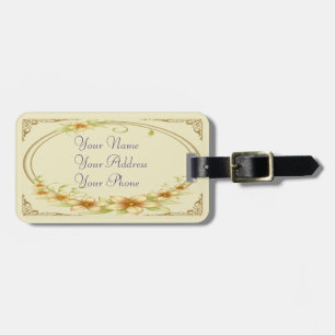 Vintage Floral Frame Luggage Tag