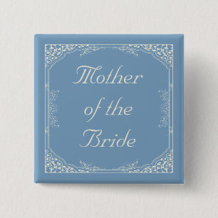 Vintage Floral Frame on Blue Mother of the Bride 15 Cm Square Badge