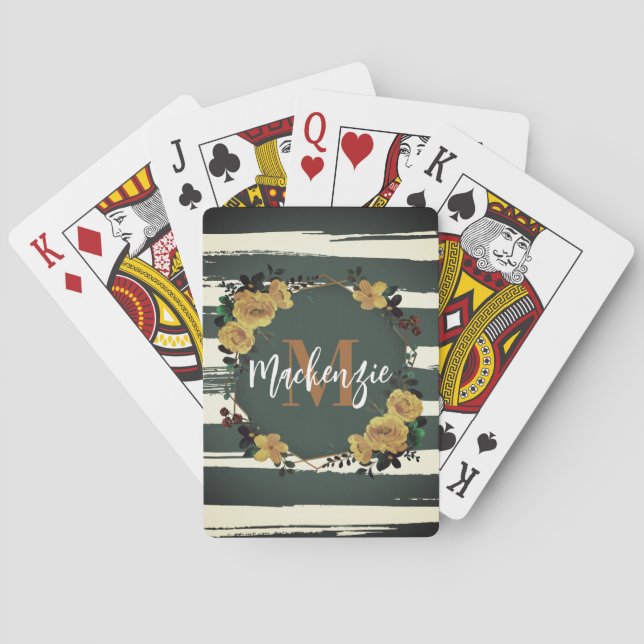 Vintage Floral Frame Playing Cards (Back)