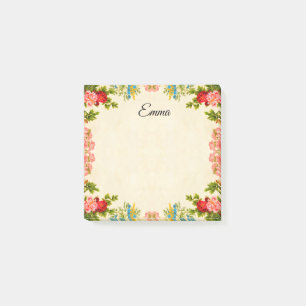 vintage floral frame post-it notes