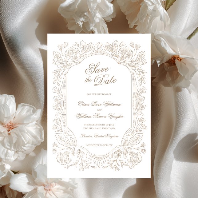 Vintage Floral Frame Save The Date Invitation (Creator Uploaded)