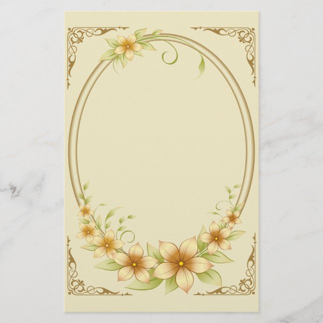Vintage Floral Frame Stationery (Front)