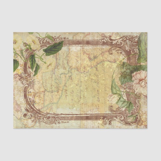 Vintage Floral Frame Tissue Paper (Front)