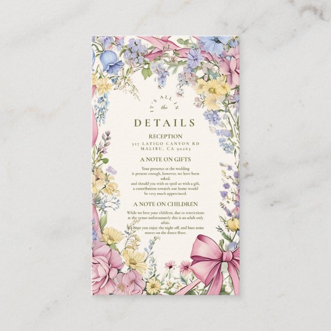 Vintage floral frame wedding enclosure card (Front)
