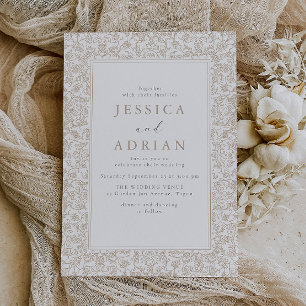 Vintage Floral Frame Wedding  Invitation