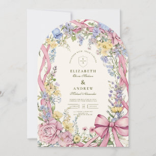 Vintage floral frame wedding invitation