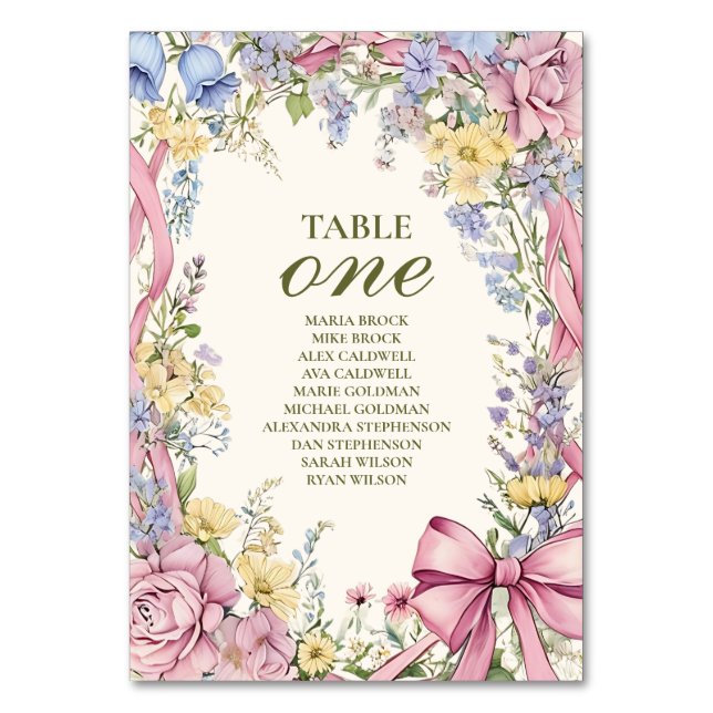 Vintage floral frame wedding table number (Front)