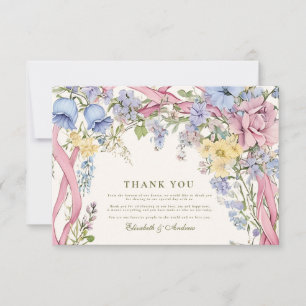 Vintage floral frame wedding thank you card