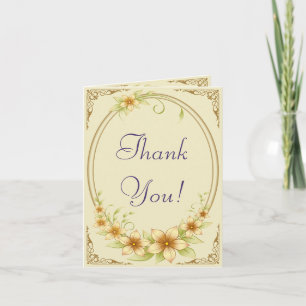 Vintage Floral Frame Wedding Thank You Card