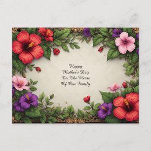 Vintage Floral Frame With Hibiscus Border Postcard