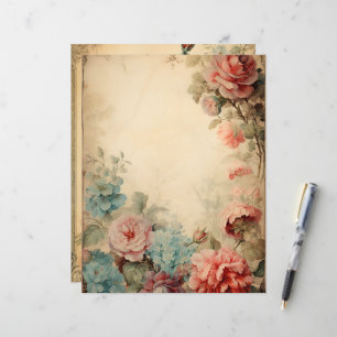 Vintage Floral Frames Scrapbook Paper