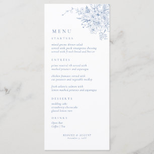 Vintage Floral French Blue Wedding Menu