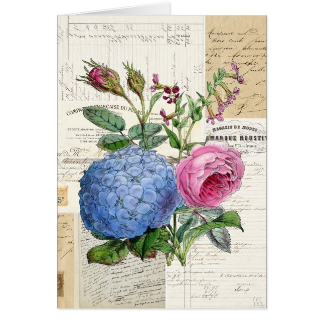 Vintage Floral French Card (Front)