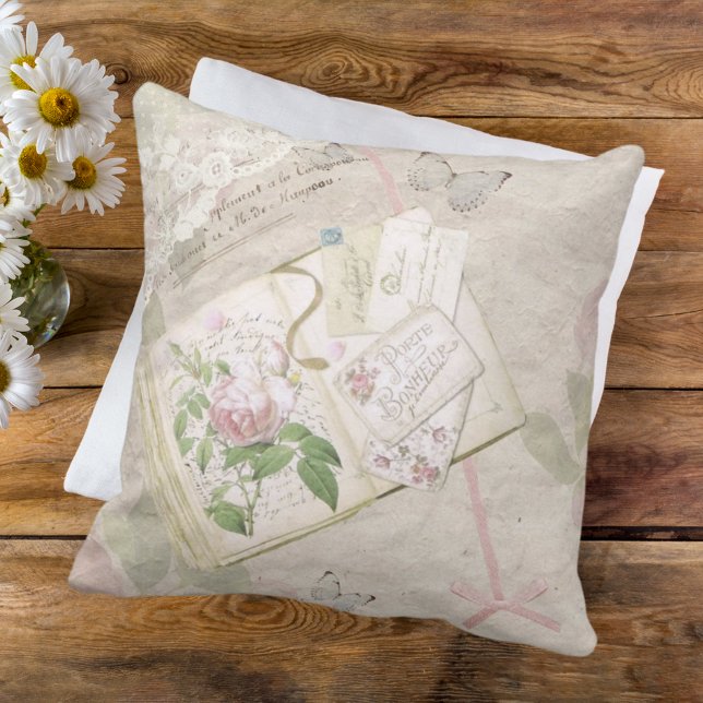 Vintage Floral French Scrapbook Ephemera Cushion (Creator Uploaded)