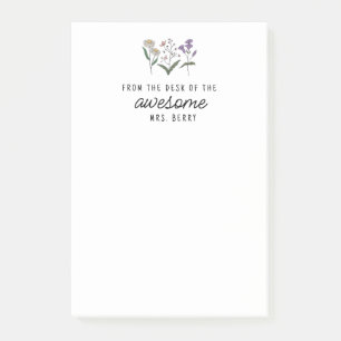 Vintage Floral From the Desk of Teacher Post-it Notes