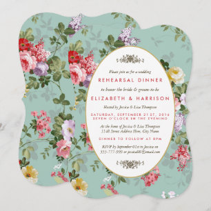 Vintage Floral Garden Botanical Rehearsal Dinner Invitation