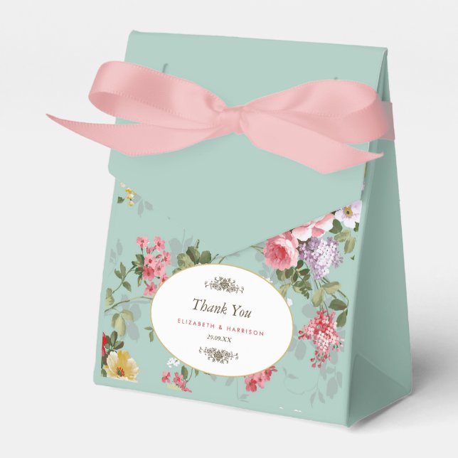 Vintage Floral Garden Botanical Wedding Favour Box (Front Side)