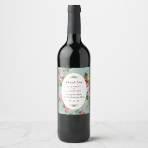 Vintage Floral Garden Botanical Wedding Wine Label