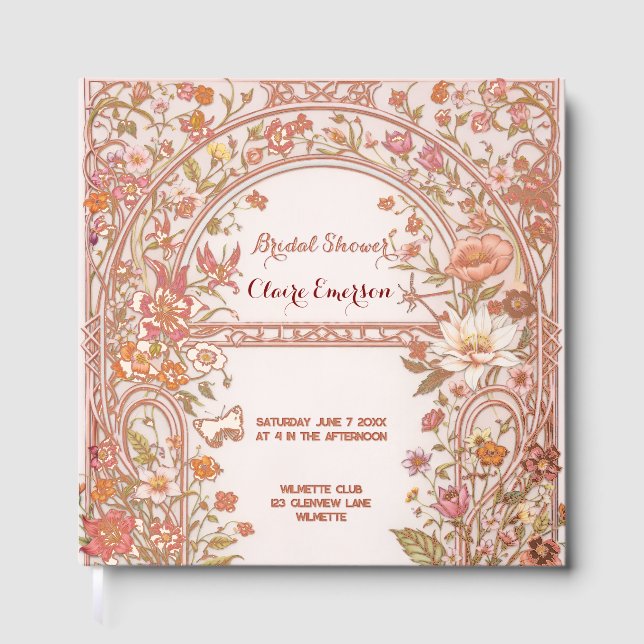 Vintage Floral Garden Bridal Shower  Guest Book (Front)