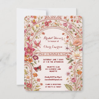 Vintage Floral Garden Bridal Shower  Invitation