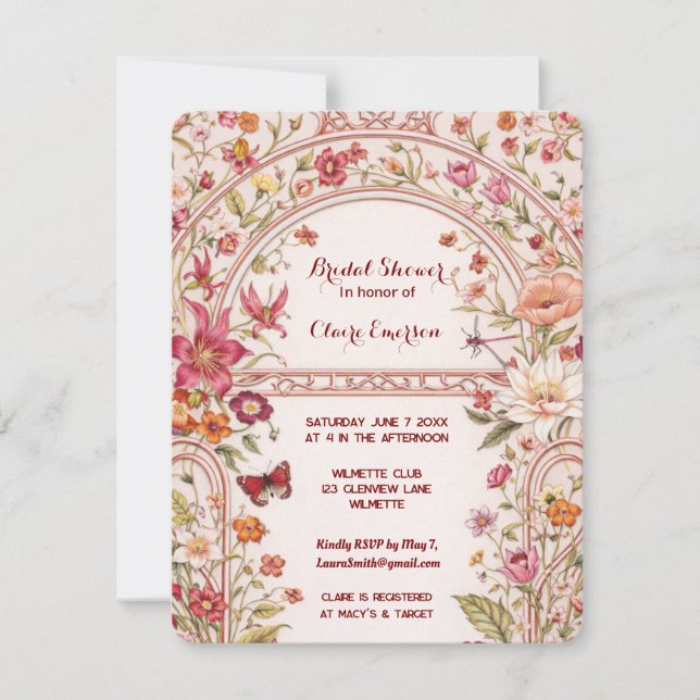 Vintage Floral Garden Bridal Shower  Invitation (Front)