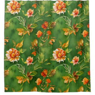 Vintage Floral Garden Watercolor Seamless Pattern Shower Curtain