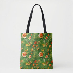 Vintage Floral Garden Watercolor Seamless Pattern Tote Bag