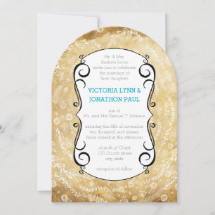 Vintage Floral Garland Wedding Invitation