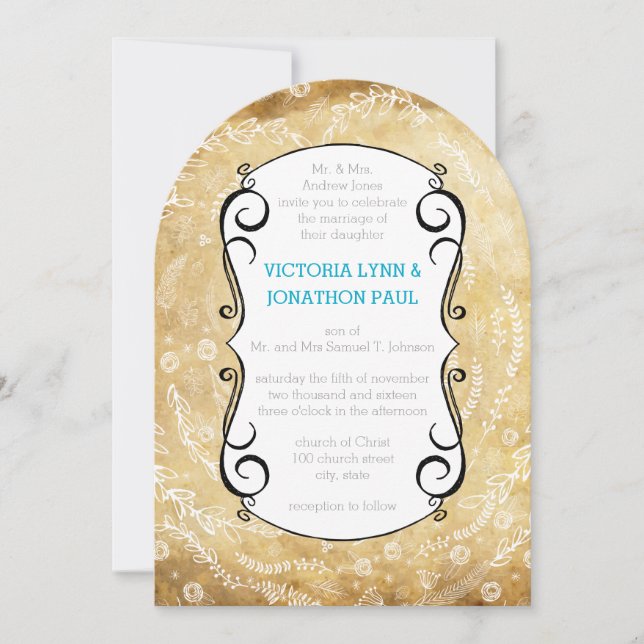 Vintage Floral Garland Wedding Invitation (Front)