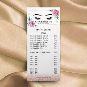 Vintage Floral Geometric Rose Gold Salon Price Rack Card