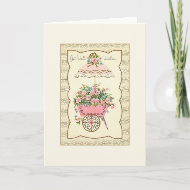 Vintage Floral Get Well Greeting Card (Front)