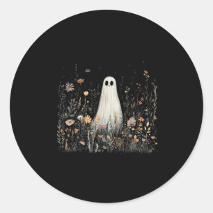 Vintage Floral Ghost Halloween Ghost In The Forest Classic Round Sticker