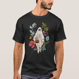 Vintage Floral Ghost Pumpkin Halloween Costume Men T-Shirt