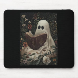 Vintage Floral Ghost Reading Book Halloween Costum Mouse Mat