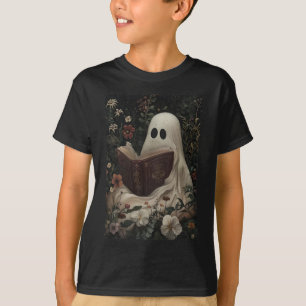 Vintage Floral Ghost Reading Book Halloween Costum T-Shirt