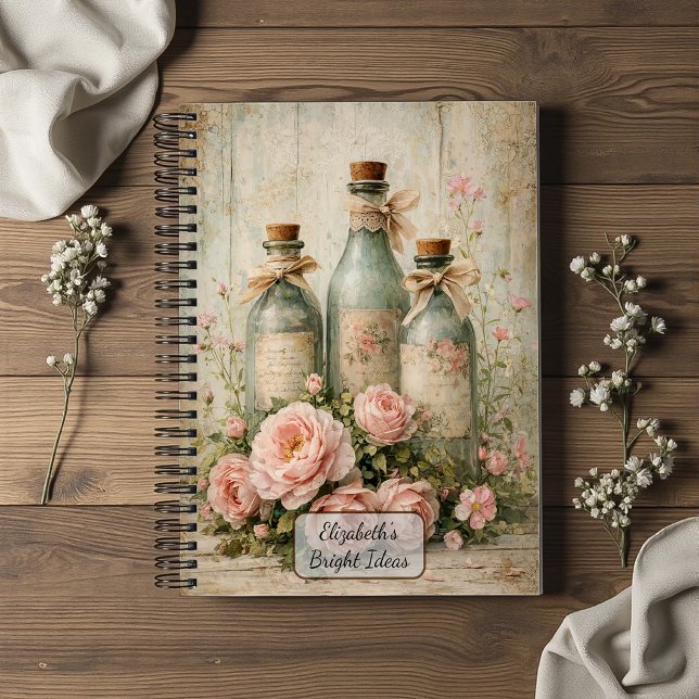 Vintage Floral Glass Bottles Notebook (Creator Uploaded)