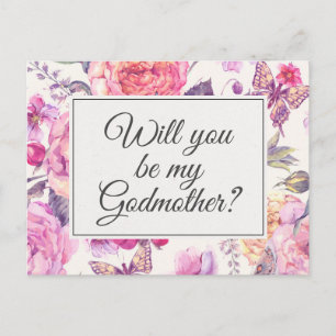 Vintage Floral Godmother Proposal Card