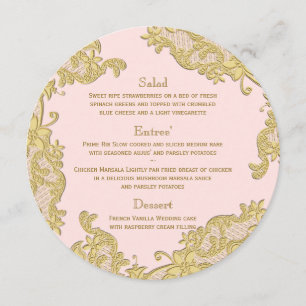 Vintage Floral Gold and Blush Round Menu