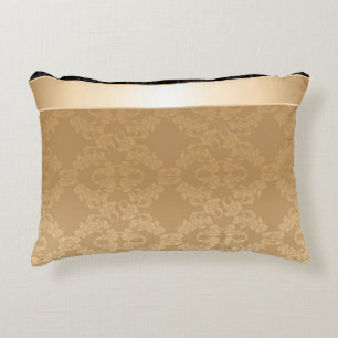 Vintage,floral,gold,damask,black,ribbon,pattern, Decorative Cushion