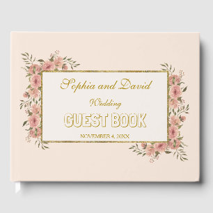 Vintage Floral Gold Foil Frame Wedding Guest Book