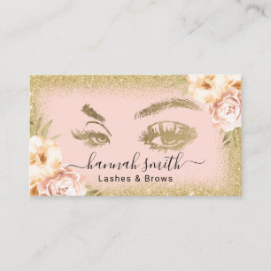 Vintage Floral Gold Glitter Makeup Artist Beauty Business Card