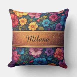 🌸 Vintage Floral Gold Ornate Elegant Romantic Cushion