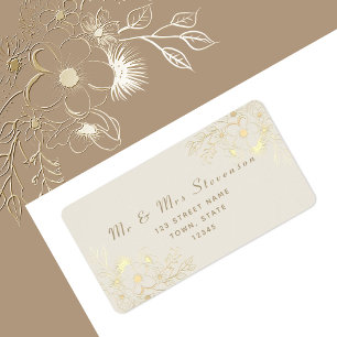 Vintage Floral Gold Return Address Label