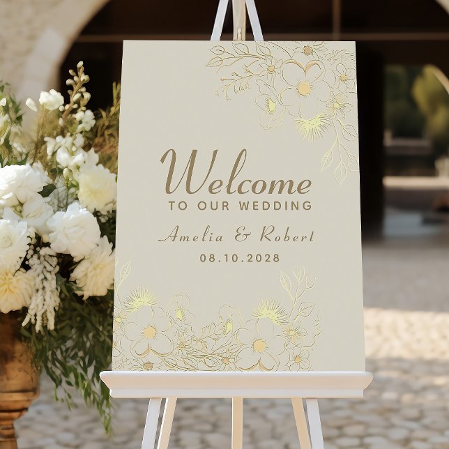 Vintage Floral Gold Wedding Welcome Poster (Creator Uploaded)