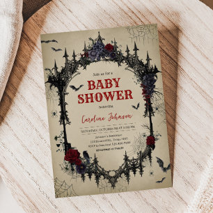 Vintage Floral Gothic Baby Shower Invitation