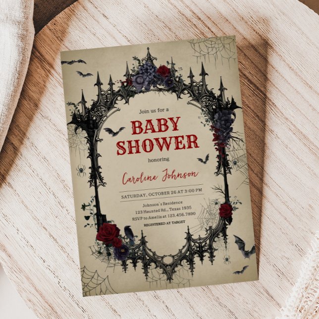 Vintage Floral Gothic Baby Shower Invitation (Vintage Gothic Baby Shower Invitation
)