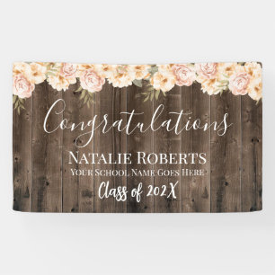 Vintage Floral Graduation Rustic Barn Wood Banner