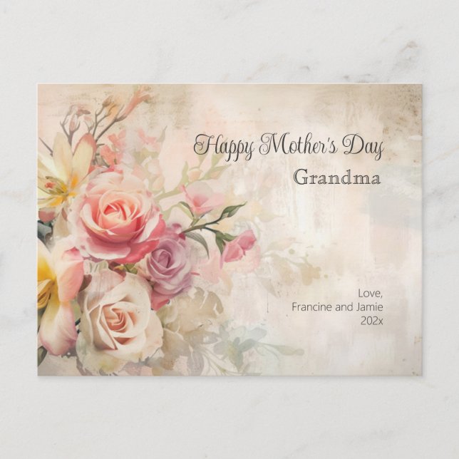 Vintage Floral Grandma Mother's Day Postcard (Front)
