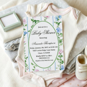 Vintage Floral Grandmillennial Baby Shower Invitation