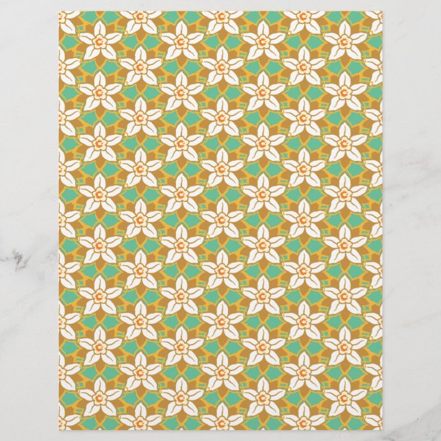 Vintage Floral green and yellow Jonquil  pattern (Front)